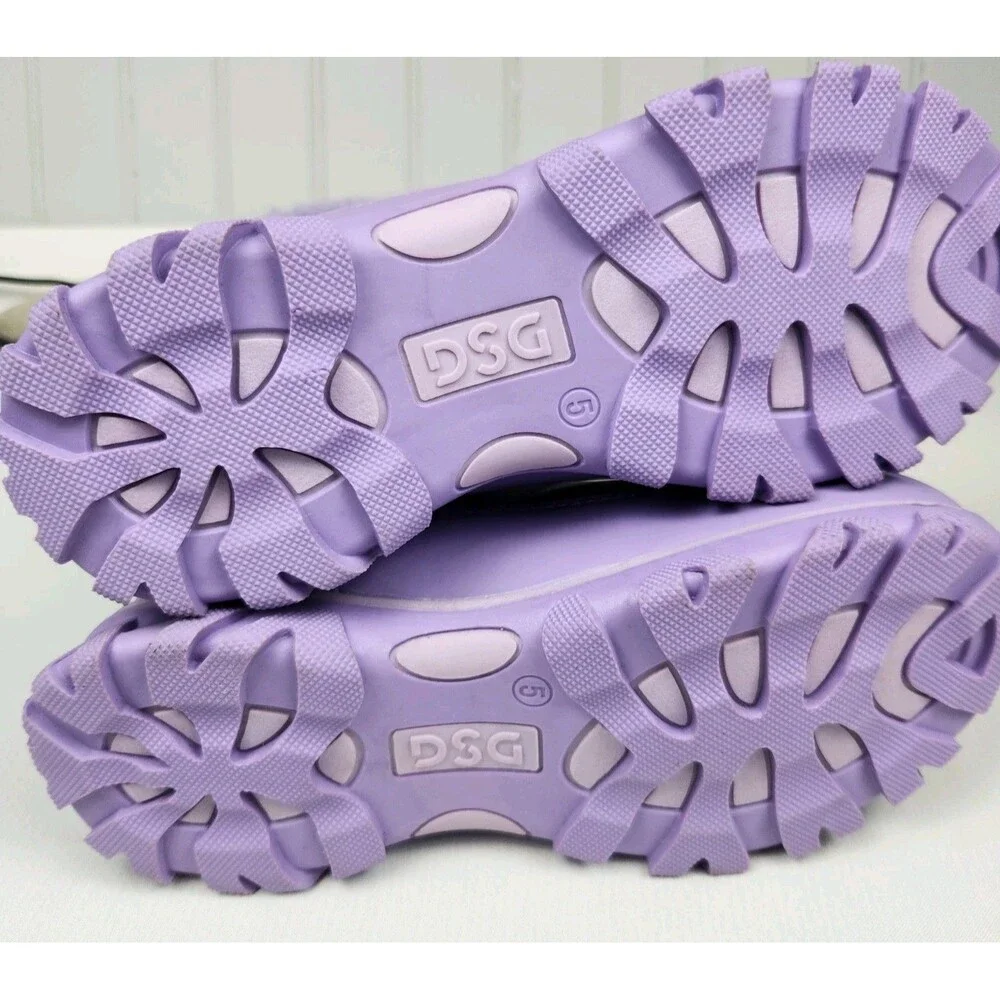 DSG Girls Quilted Menace 100g Winter Boots Girls 5 Purple Water-Resistant Sherpa